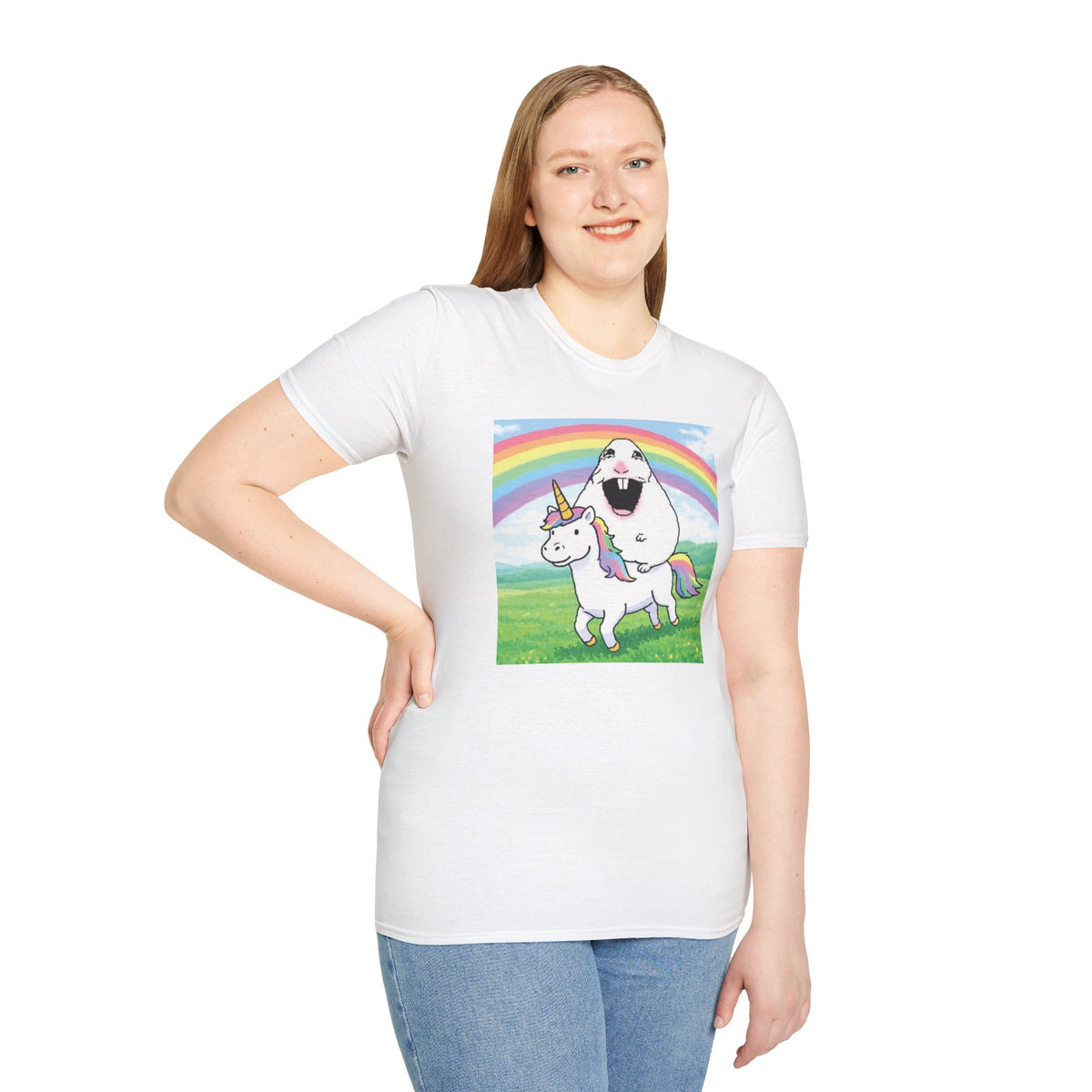 Happy Hamster Riding Unicorn T‑Shirt